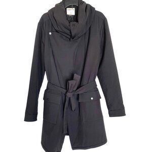 ORTTU Black Gabriel Jacket Coat Tie Waist Belted Unisex Small